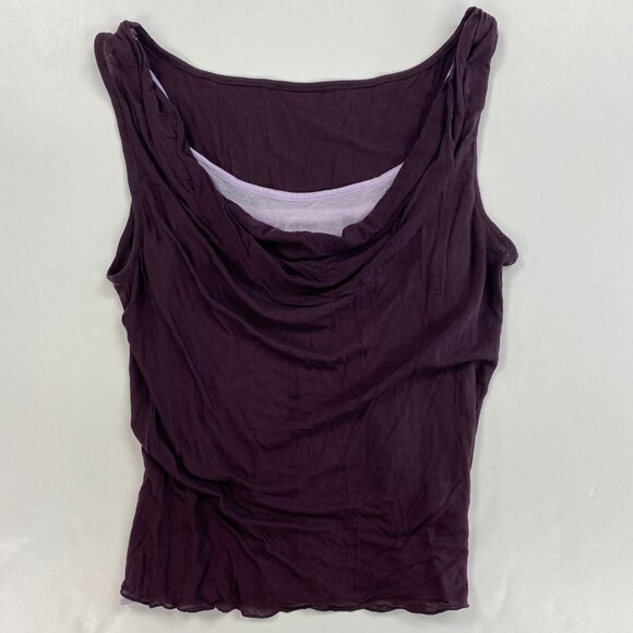 Express Womens Purple Sleeveless Drape Cowl Neck Top Two Layers Size S Small - Picture 6 of 11